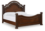 Lavinton California King Poster Bed with Mirrored Dresser and Nightstand in Brown - PKG016877