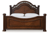 Lavinton California King Poster Bed with Mirrored Dresser and Nightstand in Brown - PKG016877