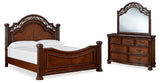 Lavinton California King Poster Bed with Mirrored Dresser in Brown - PKG016874