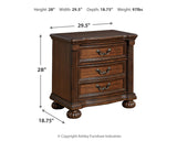 Lavinton King Poster Bed with Mirrored Dresser and Nightstand in Brown - PKG016868