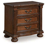 Lavinton King Poster Bed with Mirrored Dresser, Chest and 2 Nightstands in Brown from Ashley - Luna Furniture