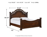 Lavinton Queen Poster Bed with Mirrored Dresser and Nightstand in Brown - PKG016859