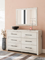 Lawroy Full Panel Bed with Mirrored Dresser in Light Natural from Ashley - Luna Furniture