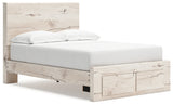 Lawroy Full Panel Storage Bed with Mirrored Dresser and Nightstand in Light Natural from Ashley - Luna Furniture