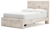 Lawroy Full Panel Storage Bed with Mirrored Dresser and Nightstand in Light Natural from Ashley - Luna Furniture