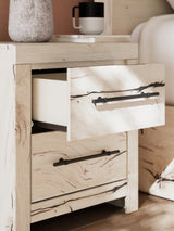 Lawroy Full Panel Storage Bed with Mirrored Dresser and Nightstand in Light Natural from Ashley - Luna Furniture