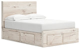 Lawroy Full Panel Storage Bed with Mirrored Dresser and Nightstand in Light Natural from Ashley - Luna Furniture