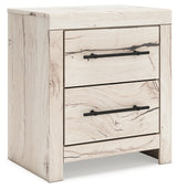 Lawroy Full Panel Storage Bed with Mirrored Dresser and Nightstand in Light Natural from Ashley - Luna Furniture