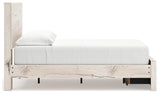 Lawroy Full Panel Storage Bed with Mirrored Dresser in Light Natural - PKG020230