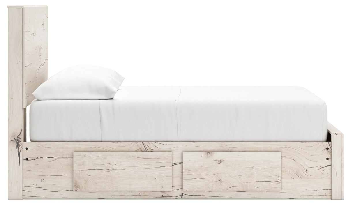 Lawroy Full Panel Storage Bed with Mirrored Dresser in Light Natural from Ashley - Luna Furniture