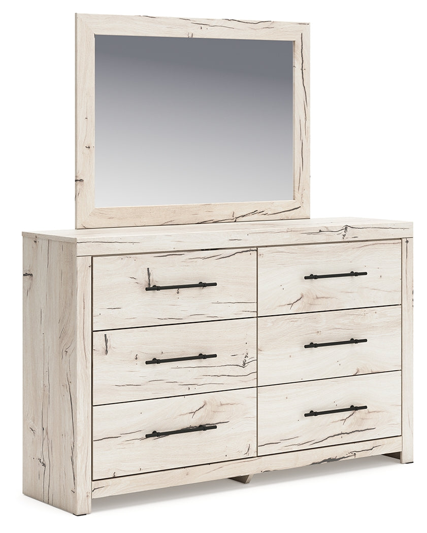 Lawroy Full Panel Storage Bed with Mirrored Dresser in Light Natural from Ashley - Luna Furniture