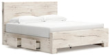 Lawroy King Panel Bed with Mirrored Dresser in Light Natural - PKG020194