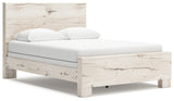 Lawroy Queen Panel Bed with Mirrored Dresser and Nightstand in Light Natural from Ashley - Luna Furniture