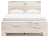 Lawroy Queen Panel Bed with Mirrored Dresser in Light Natural - PKG020140