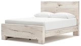 Lawroy Queen Panel Bed with Mirrored Dresser in Light Natural - PKG020140