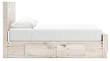 Lawroy Queen Panel Bed with Mirrored Dresser in Light Natural - PKG020140