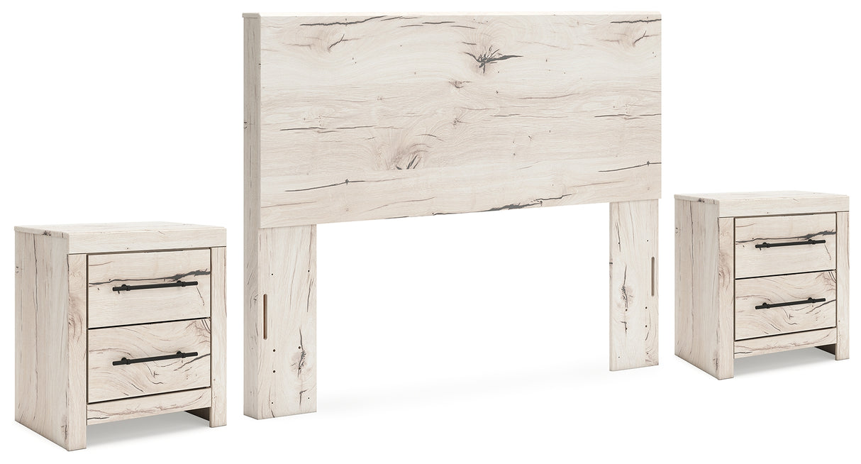 Lawroy Queen Panel Headboard with 2 Nightstands in Light Natural from Ashley - Luna Furniture