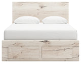 Lawroy Queen Panel Storage Bed with Mirrored Dresser in Light Natural from Ashley - Luna Furniture