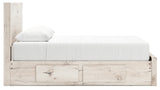 Lawroy Queen Panel Storage Bed with Mirrored Dresser in Light Natural - PKG020158