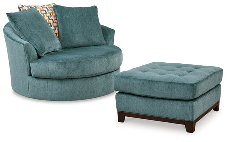 Laylabrook Chair and Ottoman in Teal - PKG016493