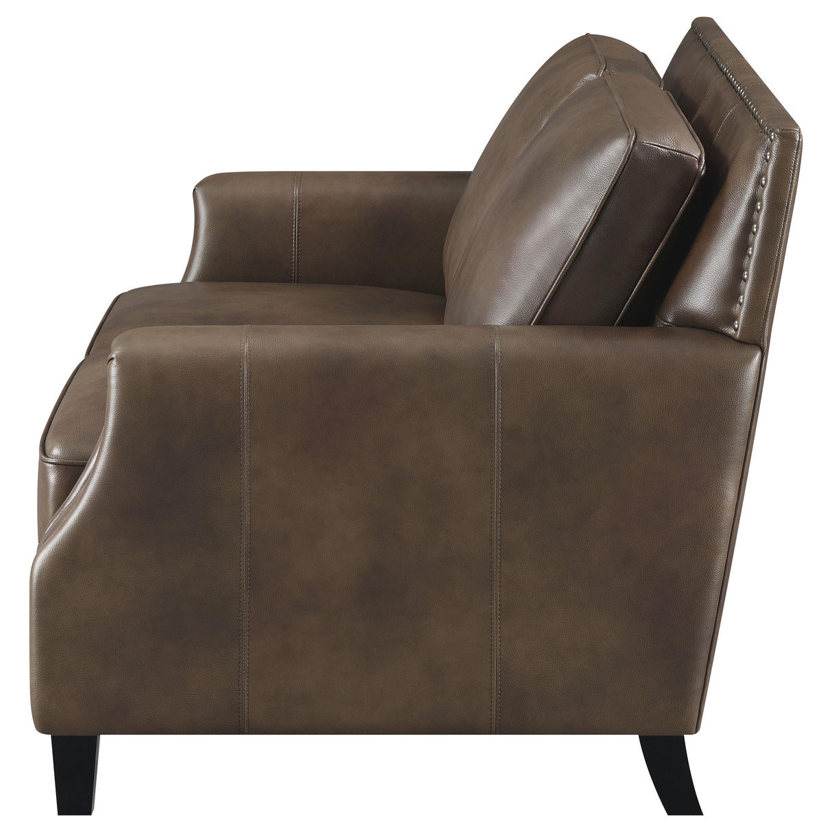 Leaton Upholstered Recessed Arms Loveseat Brown Sugar from Coaster - Luna Furniture