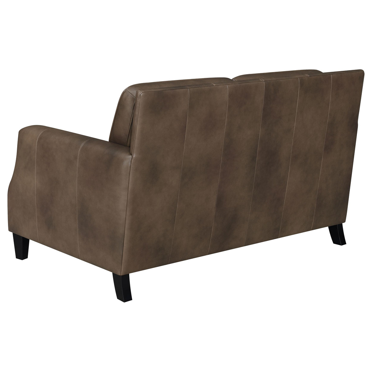 Leaton Upholstered Recessed Arms Loveseat Brown Sugar from Coaster - Luna Furniture