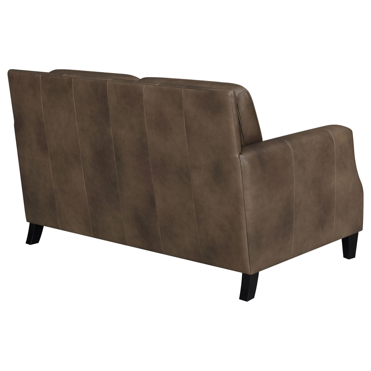 Leaton Upholstered Recessed Arms Loveseat Brown Sugar from Coaster - Luna Furniture