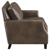 Leaton Upholstered Recessed Arms Loveseat Brown Sugar from Coaster - Luna Furniture