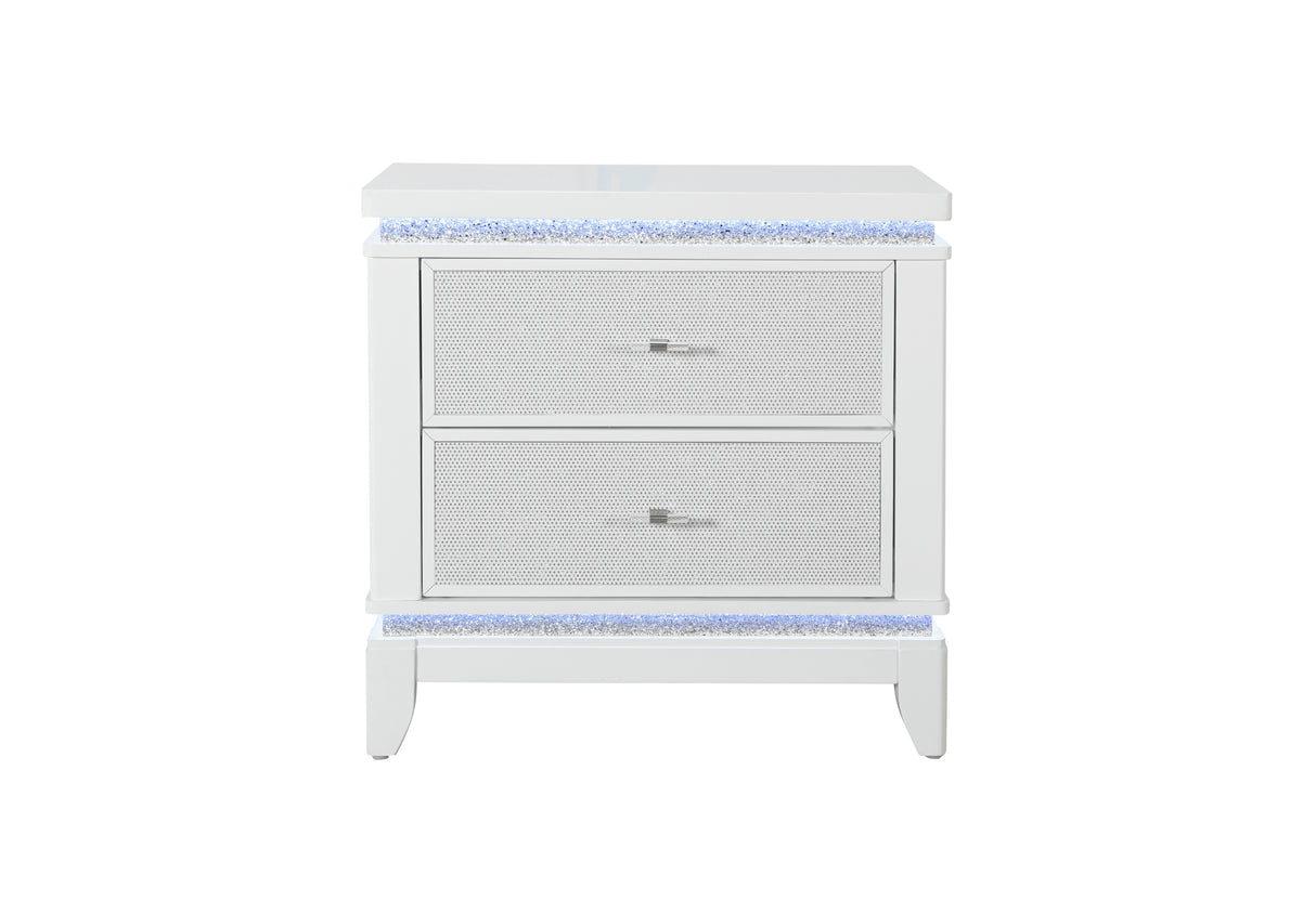 Alina White Nightstand With LED from Global USA - Luna Furniture