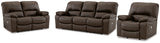 Leesworth Sofa, Loveseat and Recliner in Dark Brown - PKG015116