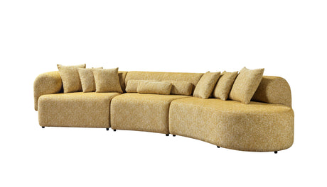 Lena Mustard Boucle 3-Piece Curved Sectional from Nova Furniture - Luna Furniture