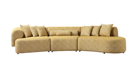 Lena Mustard Boucle 3-Piece Curved Sectional from Nova Furniture - Luna Furniture