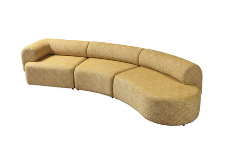 Lena Mustard Boucle 3-Piece Curved Sectional from Nova Furniture - Luna Furniture