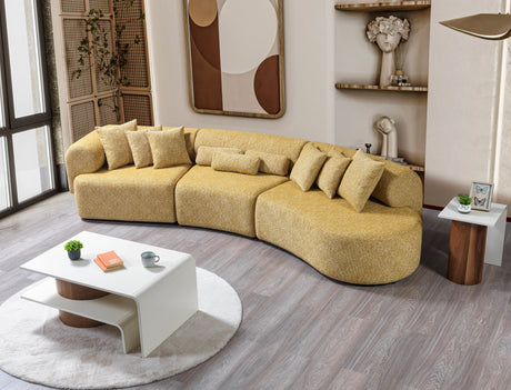 Lena Mustard Boucle 3-Piece Curved Sectional from Nova Furniture - Luna Furniture