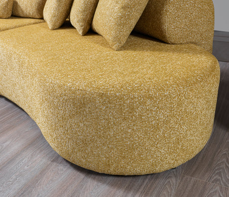 Lena Mustard Boucle 3-Piece Curved Sectional from Nova Furniture - Luna Furniture