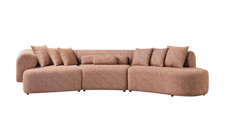 Lena Orange Boucle 3-Piece Curved Sectional from Nova Furniture - Luna Furniture