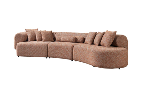 Lena Orange Boucle 3-Piece Curved Sectional from Nova Furniture - Luna Furniture