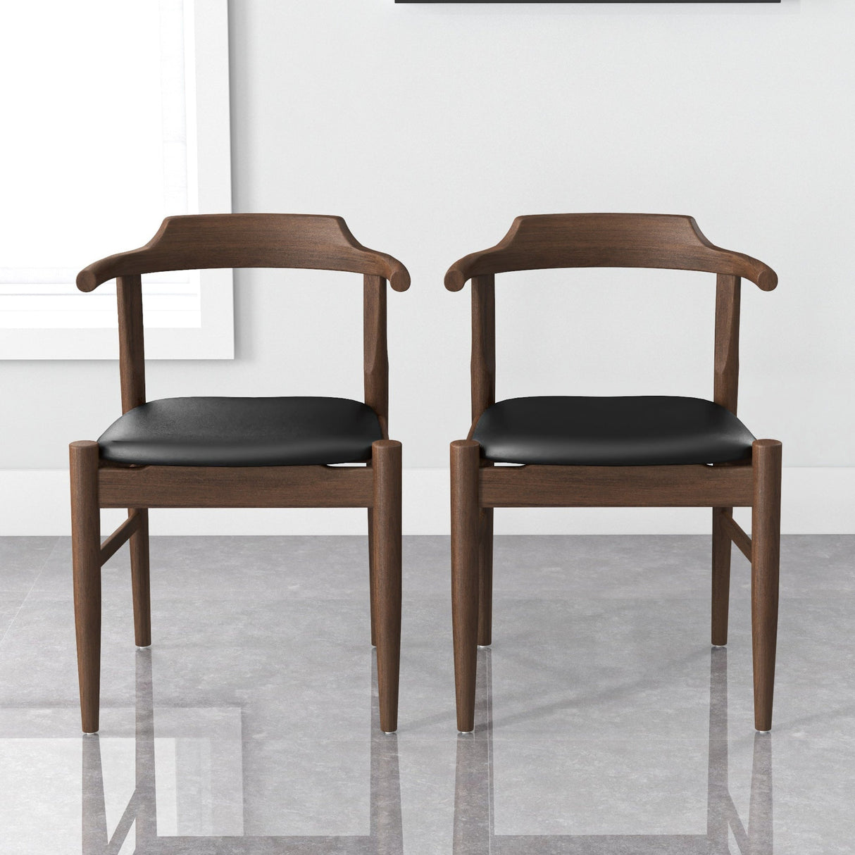 Leon Mid-Century Modern Leather Dining Chair (Set of 2) - DCH00603702