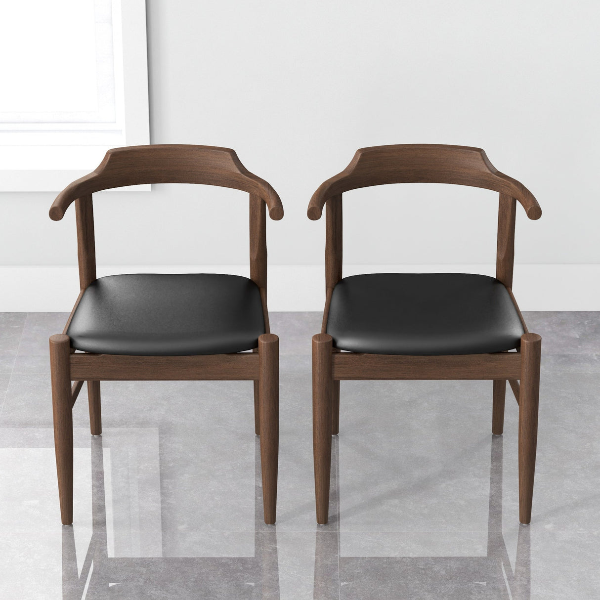 Leon Mid-Century Modern Leather Dining Chair (Set of 2) - DCH00603702