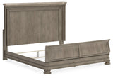 Lexorne California King Sleigh Bed with Mirrored Dresser and 2 Nightstands in Gray - PKG015693