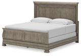 Lexorne California King Sleigh Bed with Mirrored Dresser and 2 Nightstands in Gray - PKG015693