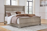 Lexorne California King Sleigh Bed with Mirrored Dresser and 2 Nightstands in Gray - PKG015693