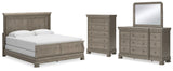 Lexorne King Sleigh Bed with Mirrored Dresser and Chest in Gray from Ashley - Luna Furniture