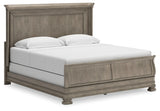 Lexorne King Sleigh Bed with Mirrored Dresser and Nightstand in Gray - PKG015689