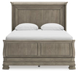 Lexorne Queen Sleigh Bed with Mirrored Dresser and 2 Nightstands in Gray - PKG015657