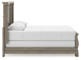 Lexorne Queen Sleigh Bed with Mirrored Dresser and 2 Nightstands in Gray - PKG015657