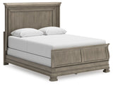 Lexorne Queen Sleigh Bed with Mirrored Dresser and 2 Nightstands in Gray - PKG015657