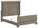 Lexorne Queen Sleigh Bed with Mirrored Dresser and Chest in Gray - PKG015684