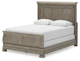 Lexorne Queen Sleigh Bed with Mirrored Dresser and Nightstand in Gray - PKG015659