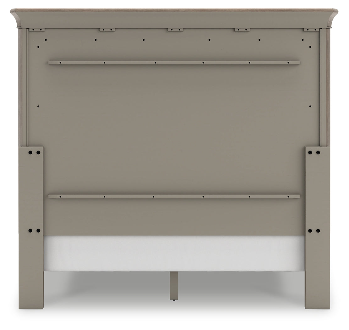 Lexorne Queen Sleigh Bed with Mirrored Dresser, Chest and Nightstand in Gray - PKG015685